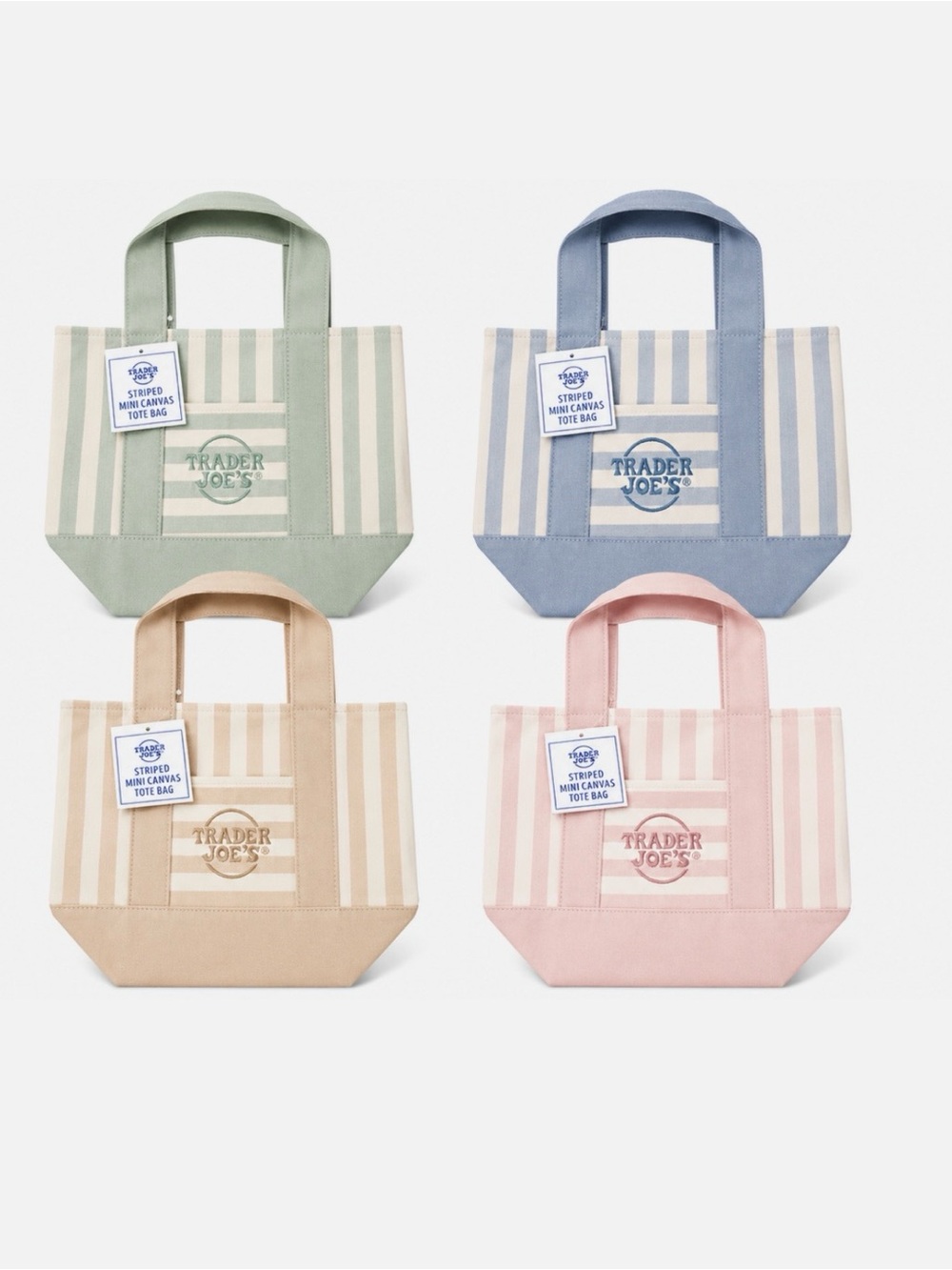 Trader Joe's Striped Canvas Tote - Pink